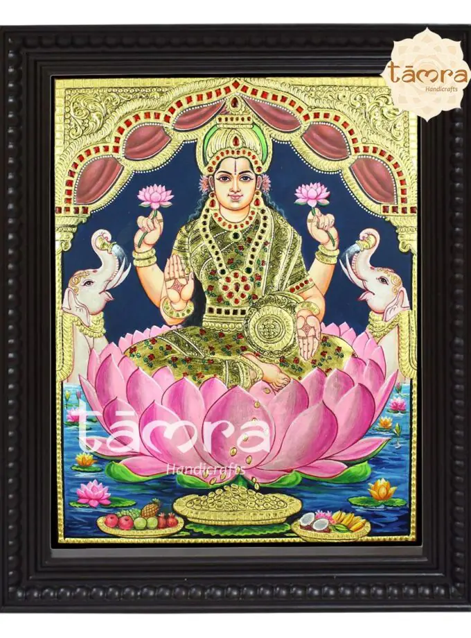 Tanjore Painting - Ethnic Lotus Laxmi