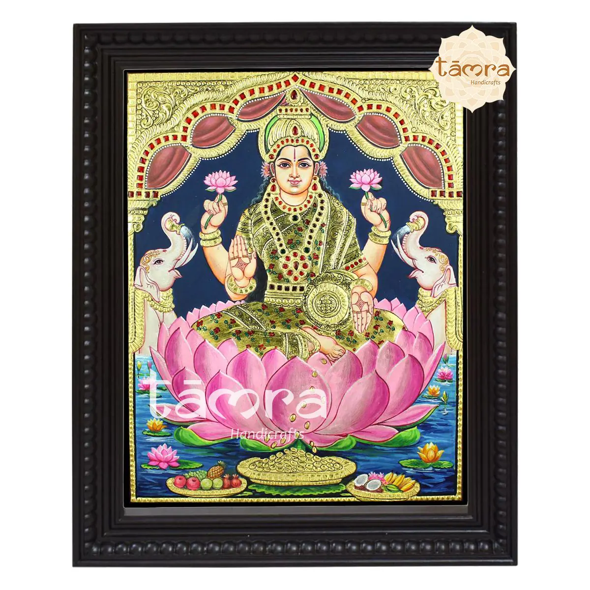 Tanjore Painting - Ethnic Lotus Laxmi