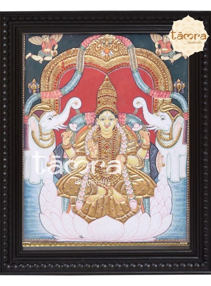 Tanjore Painting - Ethnic Lotus Laxmi