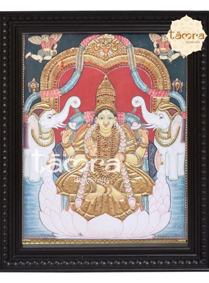 Tanjore Painting - Ethnic Lotus Laxmi