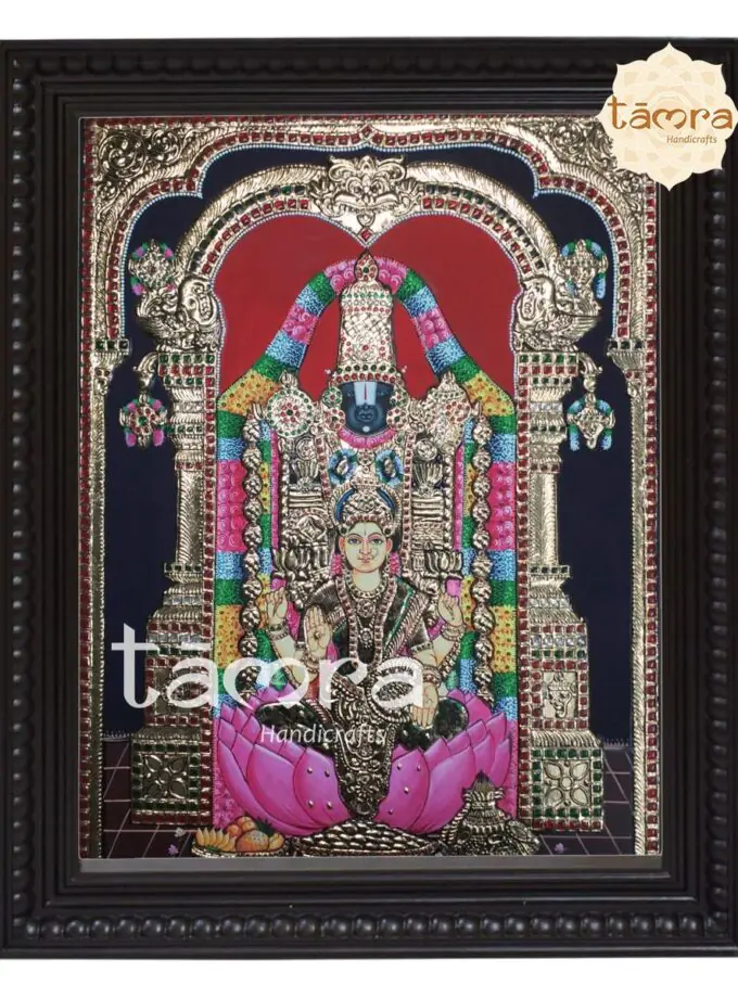 Tanjore Painting - Balaji Pada Laxmi Tanjore Painting