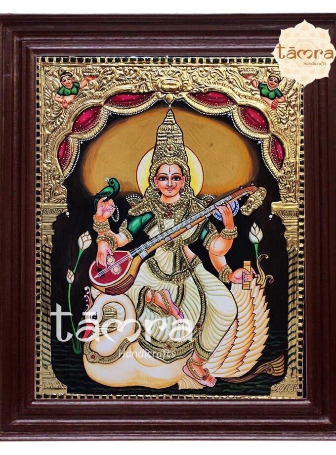 Tanjore Painting - Saraswathi On Swan