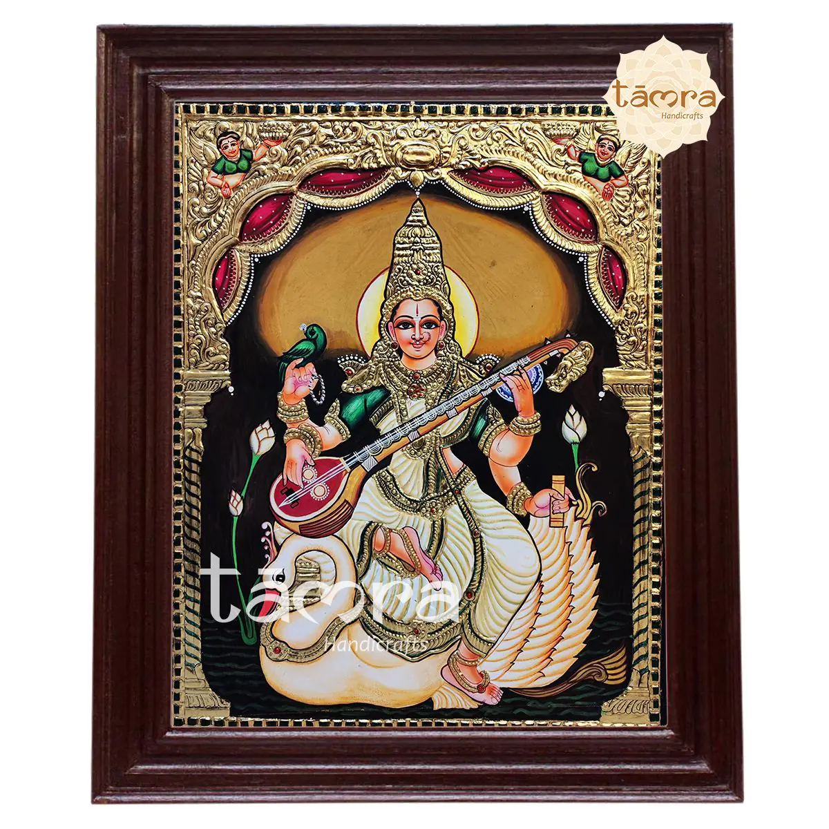 Tanjore Painting - Saraswathi On Swan