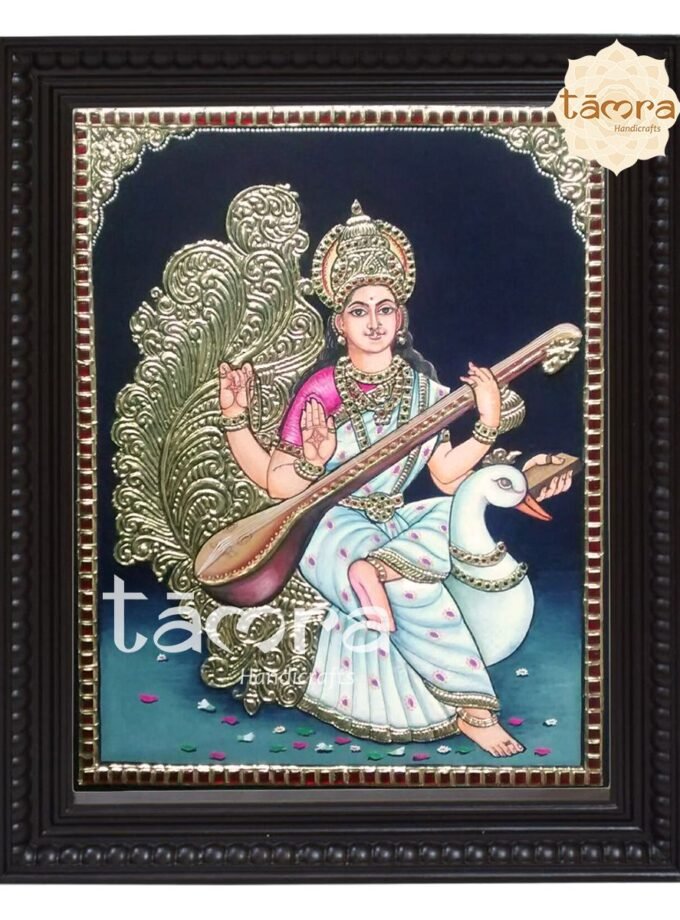 Tanjore Painting - Saraswathi On Swan