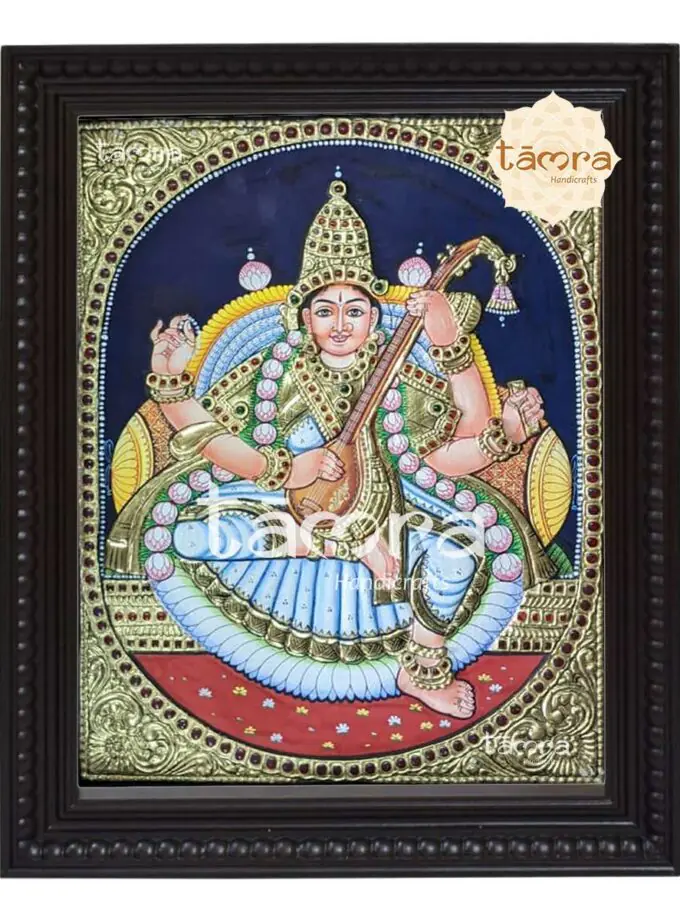 Tanjore Painting - Saraswathi