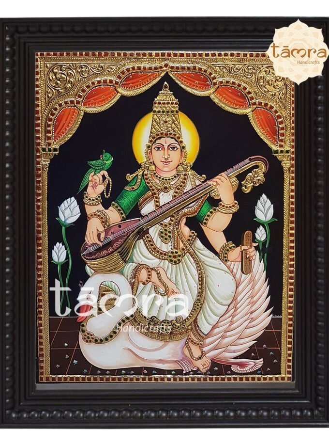 Tanjore Painting - Saraswathi On Swan