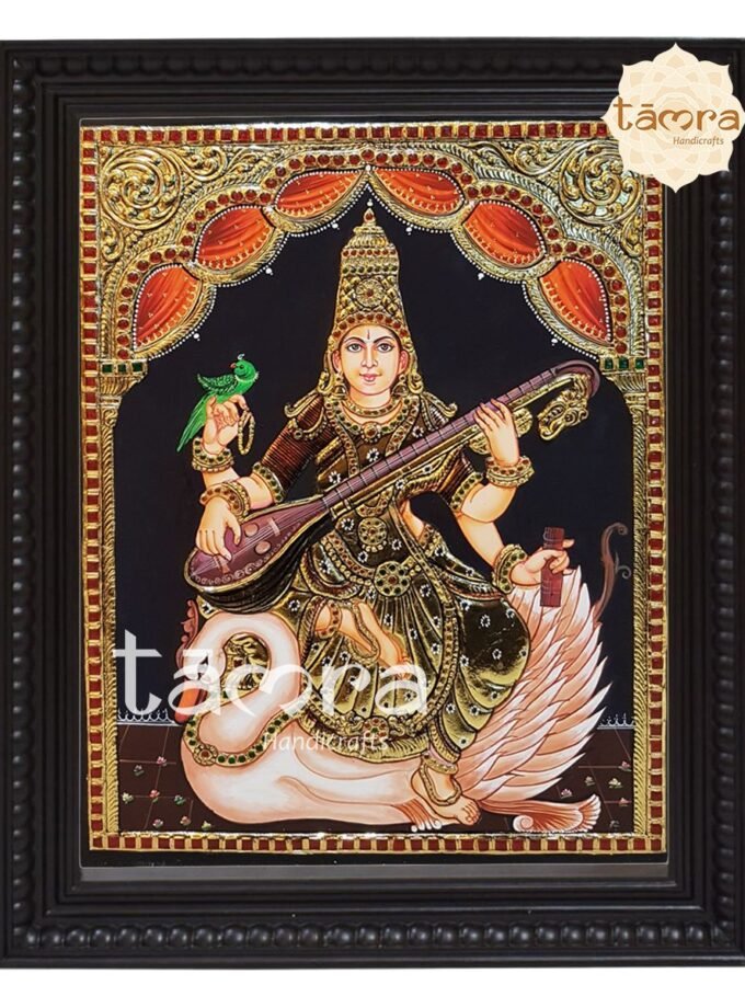 Tanjore Painting - Saraswathi On Swan