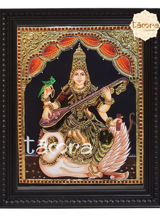 Tanjore Painting - Saraswathi On Swan