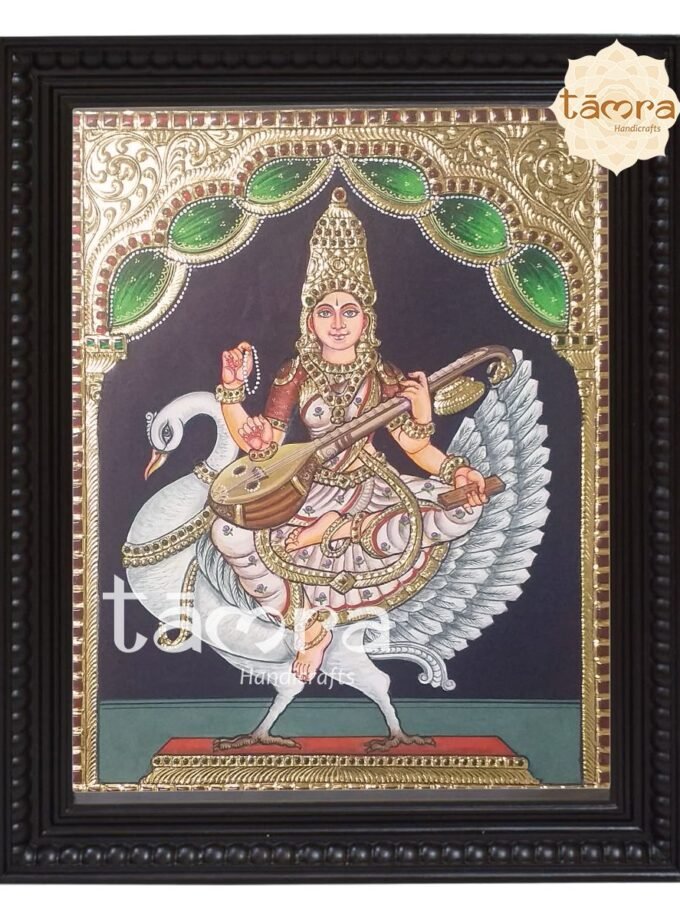 Tanjore Painting - Saraswathi On Swan