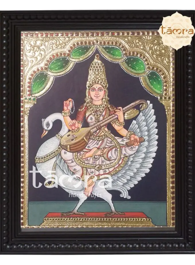 Tanjore Painting - Saraswathi On Swan