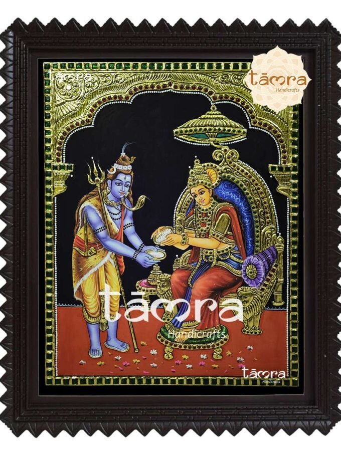 Tanjore Painting - Shiva With Annapurna
