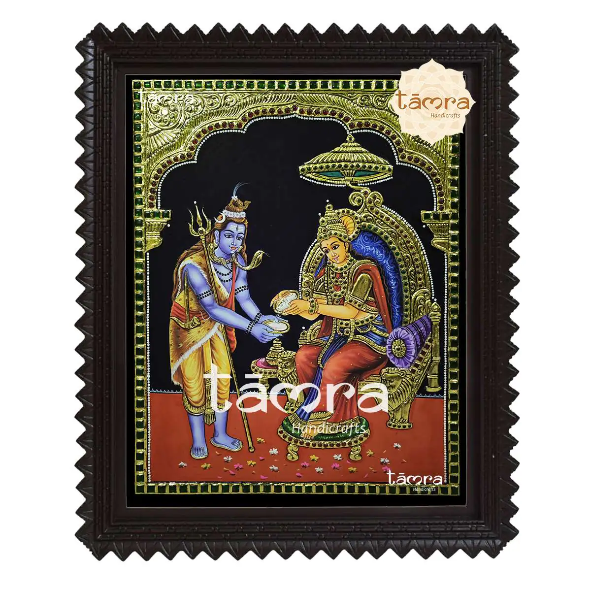 Tanjore Painting - Shiva With Annapurna