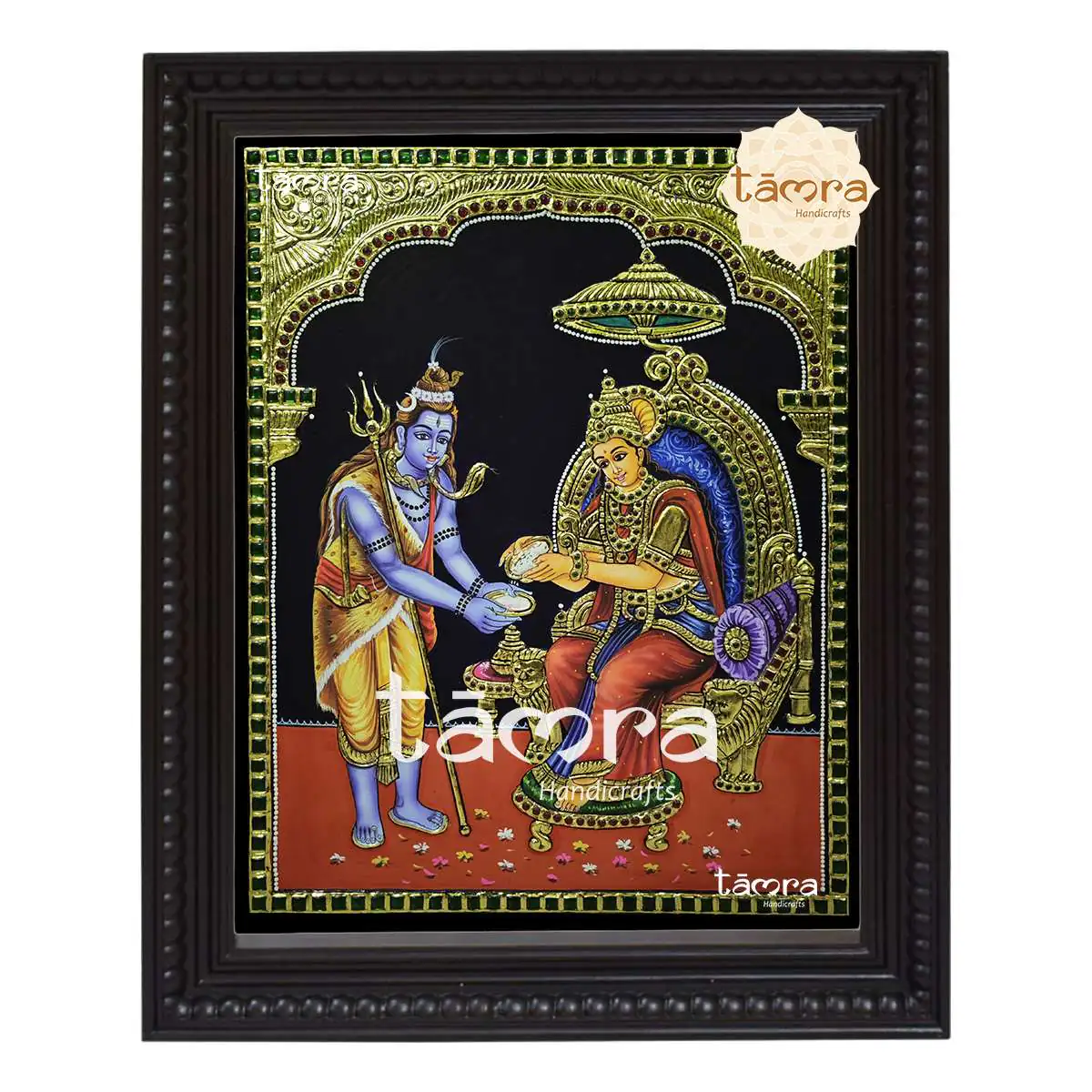 Tanjore Painting - Shiva With Annapurna - Image 2