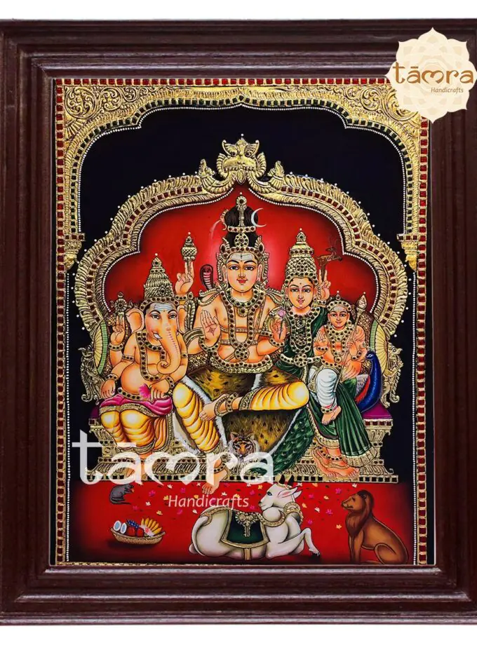 Tanjore Painting - Shiva Family