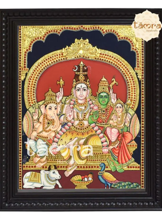 Tanjore Painting - Shiva Family
