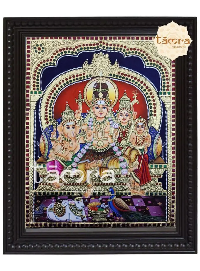 Tanjore Painting - Shiva Family