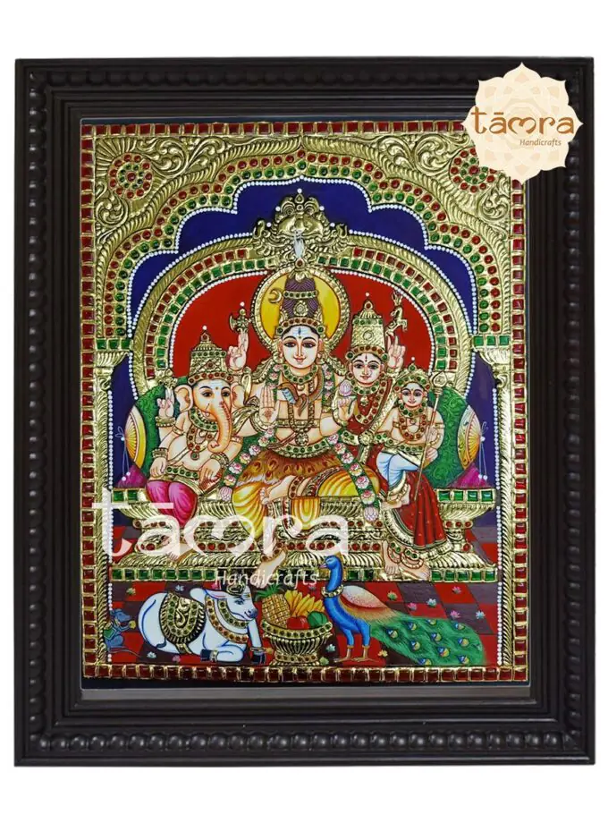 Tanjore Painting - Shiva Family