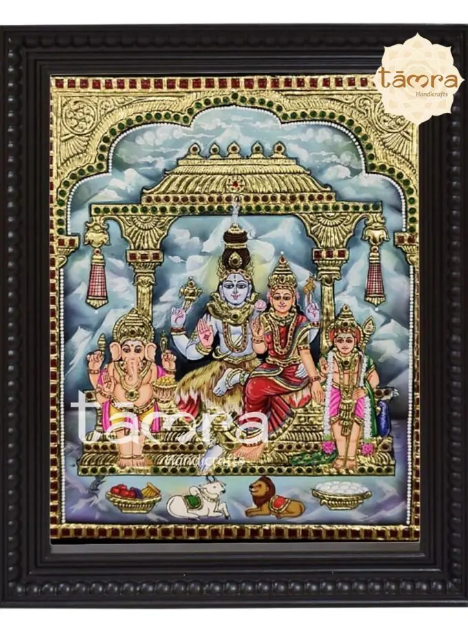 Tanjore Painting - Shiva Family