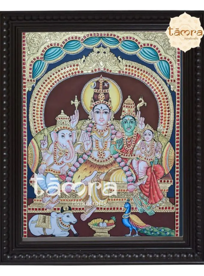Tanjore Painting - Shiva Family