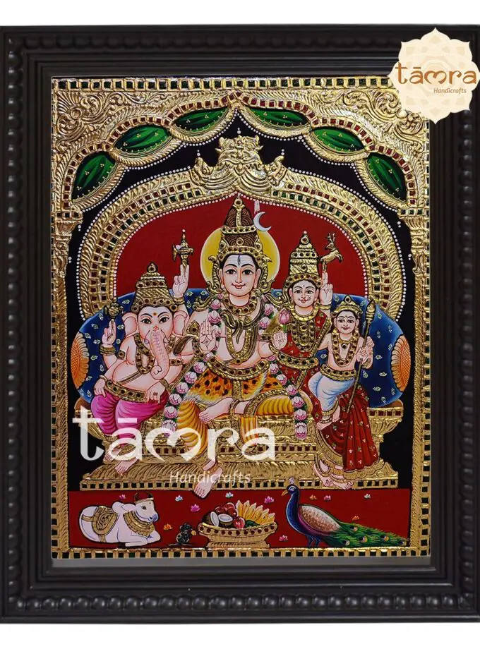 Tanjore Painting - Shiva Family