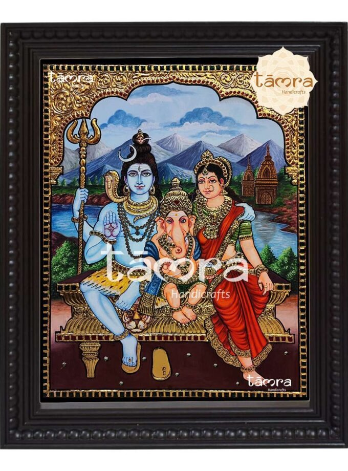 Tanjore Painting - Shiva Family