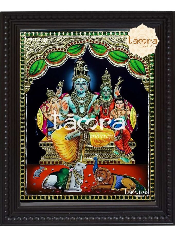 Tanjore Painting - Shiva Family