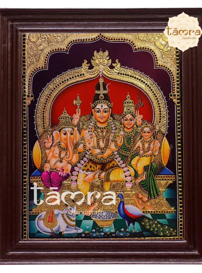 Tanjore Painting - Shiva Family