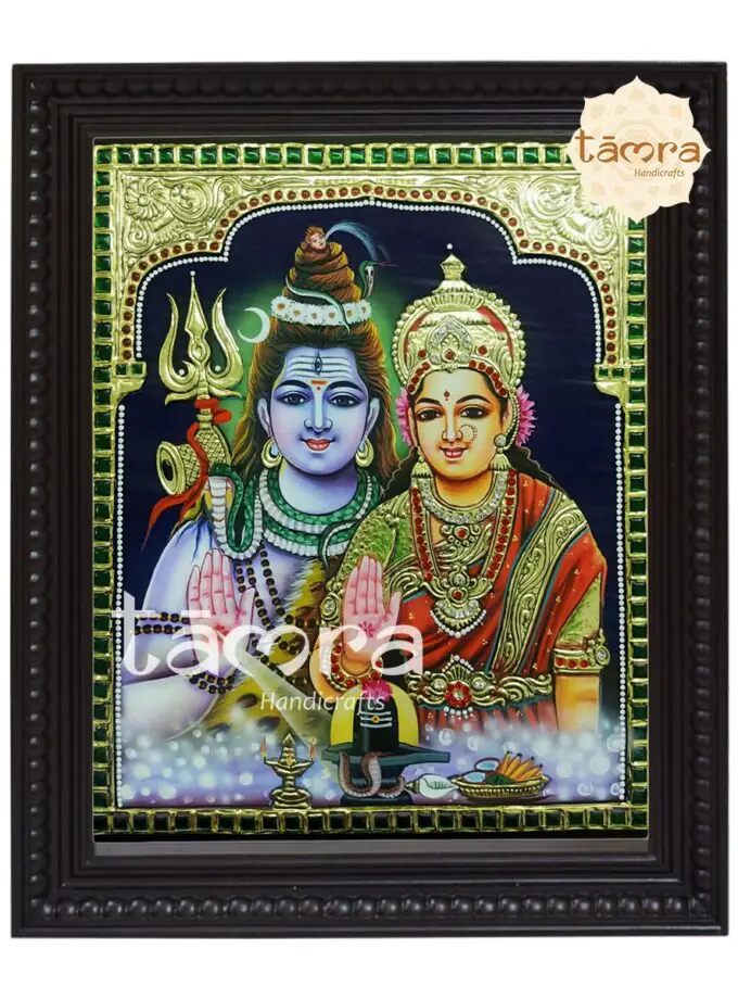 Tanjore Painting - Shiva Parvathi