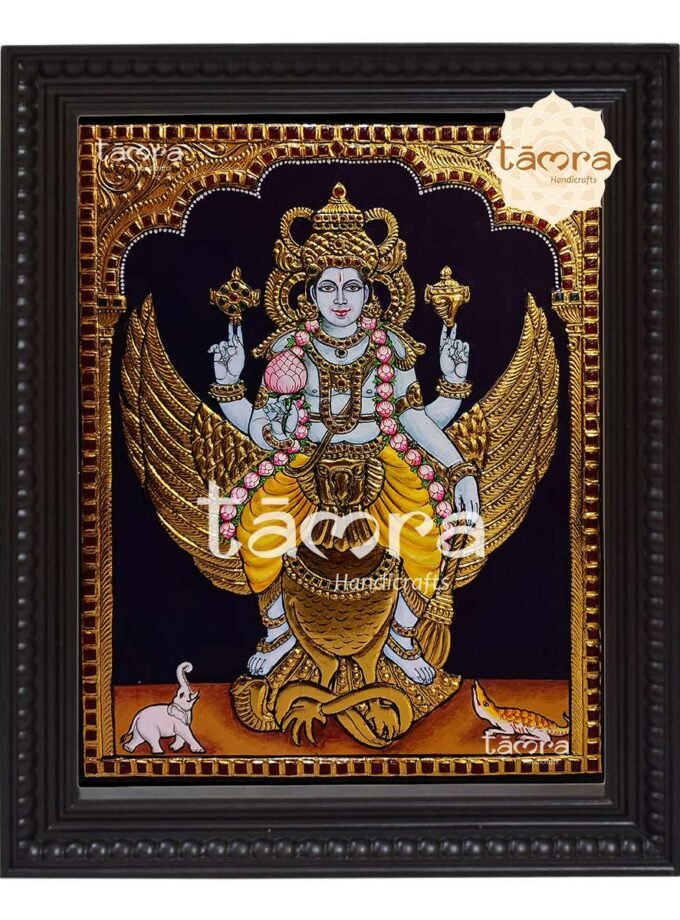 Tanjore Painting - Vishnu Sitting on Garuda