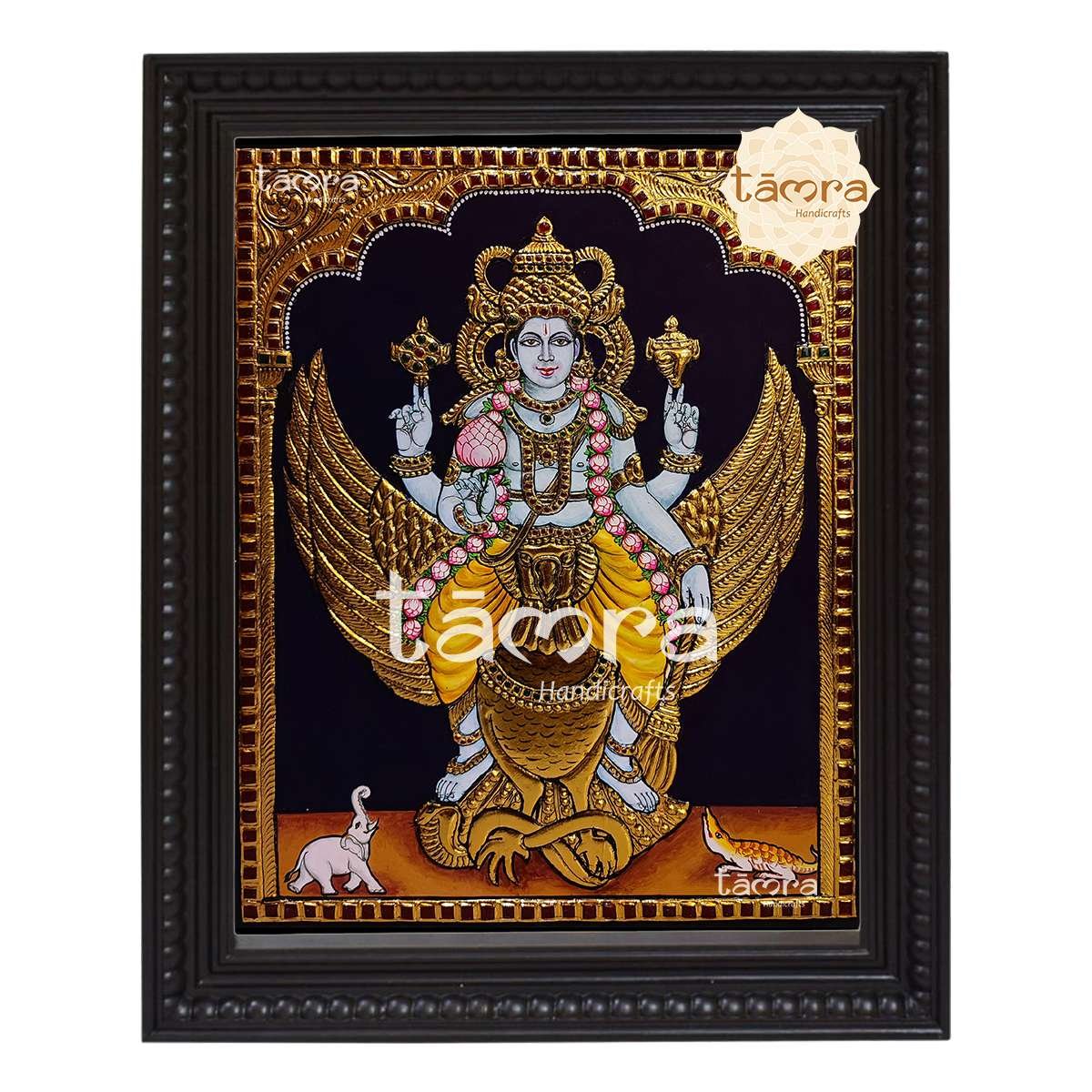 Tanjore Painting - Vishnu Sitting on Garuda