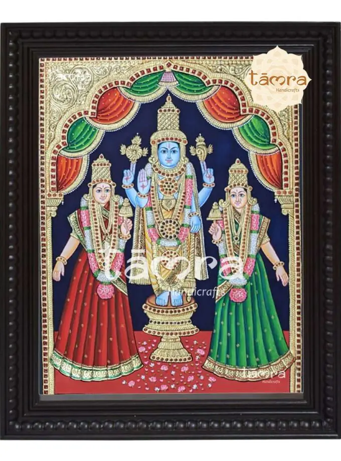 Tanjore Painting - Narayana With Sridevi and Bhudevi