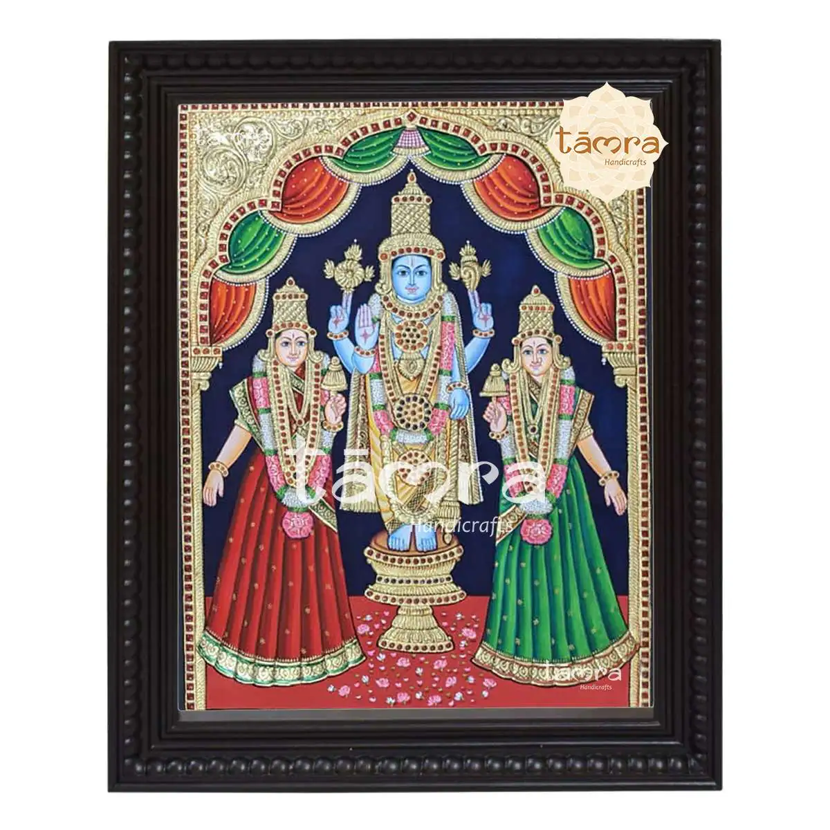 Tanjore Painting - Narayana With Sridevi and Bhudevi