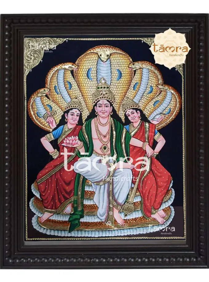 Tanjore Painting - Narayana With Sridevi and Bhudevi