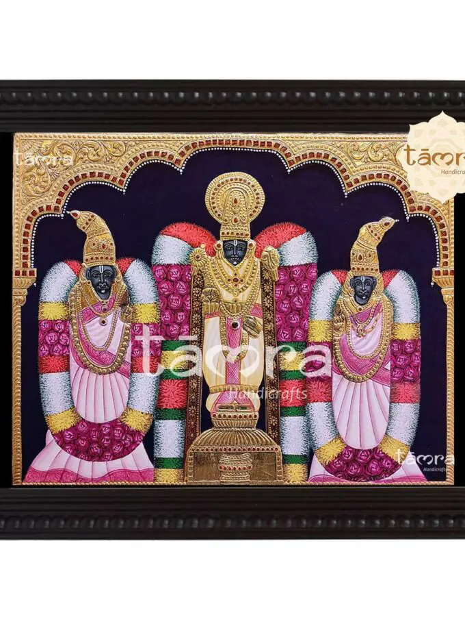 Tanjore Painting - Narayana With Sridevi and Bhudevi