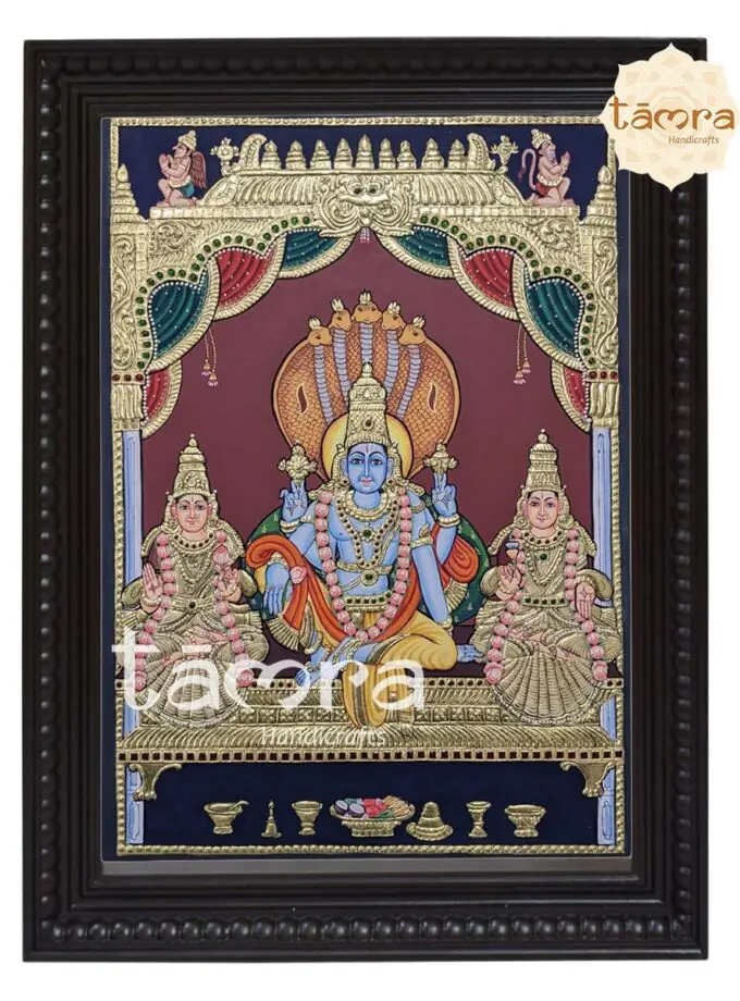 Tanjore Painting - Narayana With Sridevi and Bhudevi
