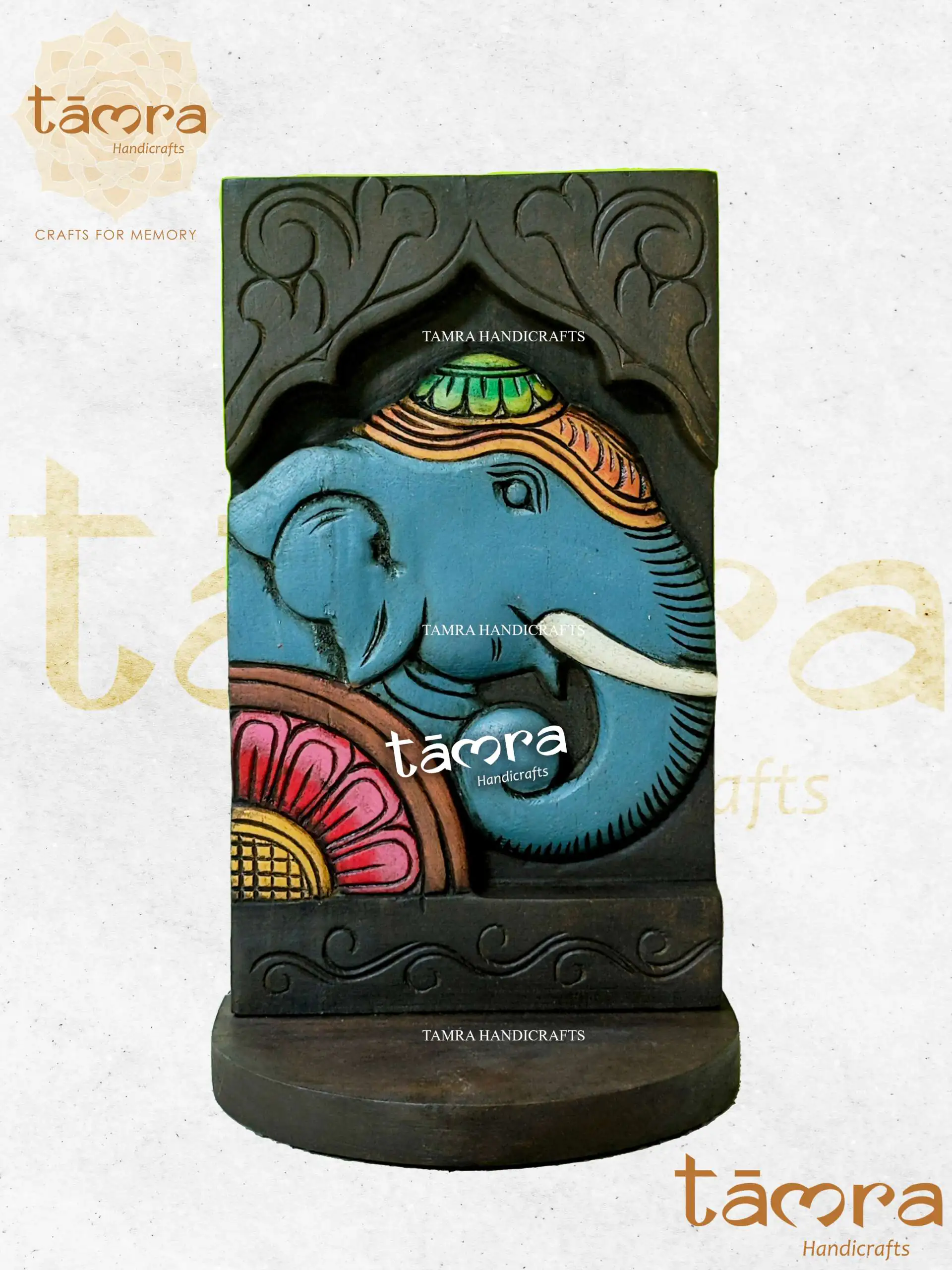 Wooden Elephant Panel With Slab