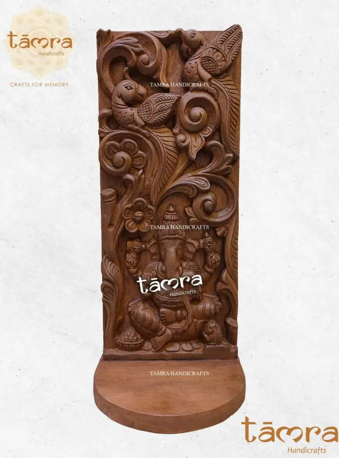 Wooden Ganesha Panel With Shelf