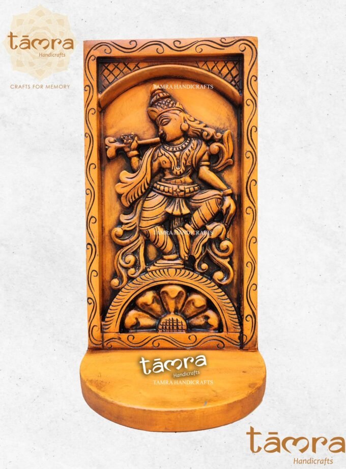Wooden Krishna Panel With Slab