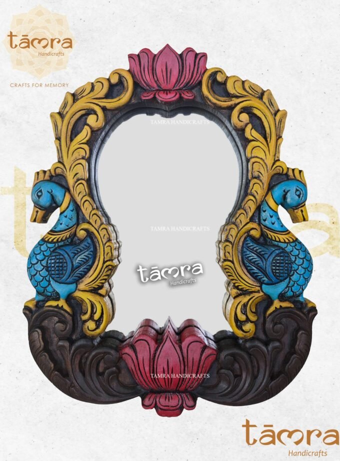 Wooden Peacock Wall Mirror