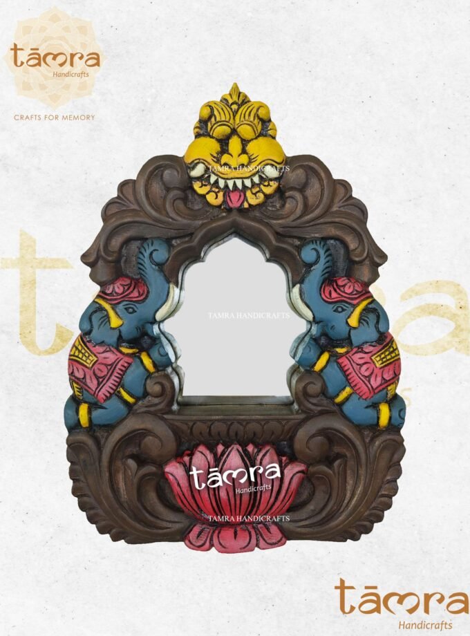 Wooden Elephant Wall Mirror