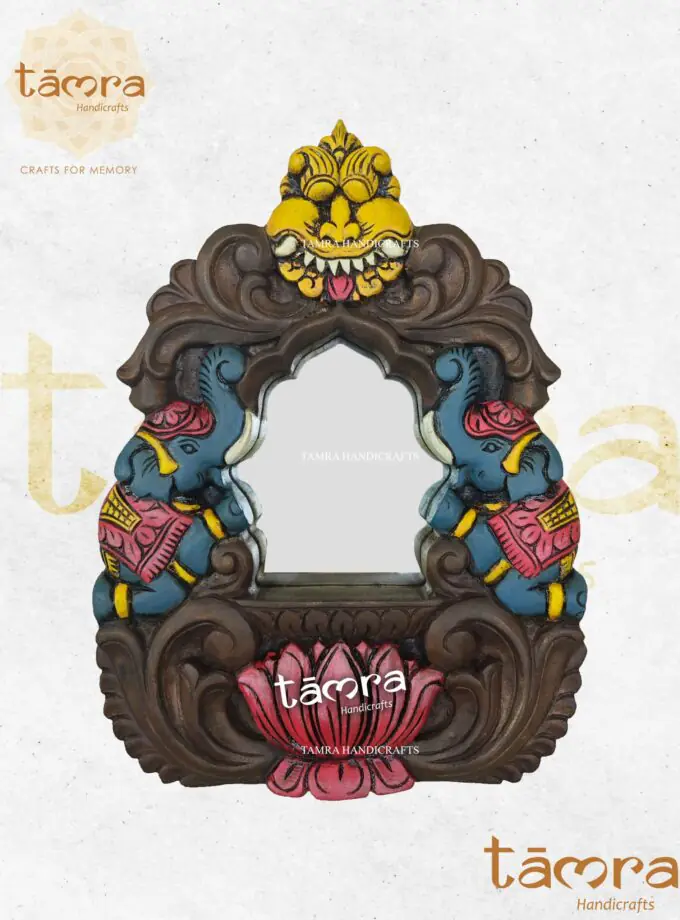 Wooden Elephant Wall Mirror