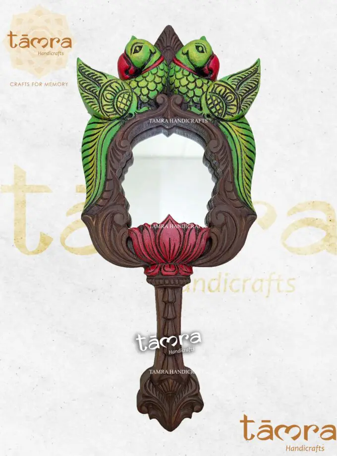 Wooden Parrot Wall Mirror