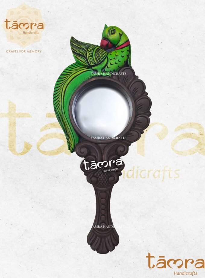 Wooden Parrot Wall Mirror
