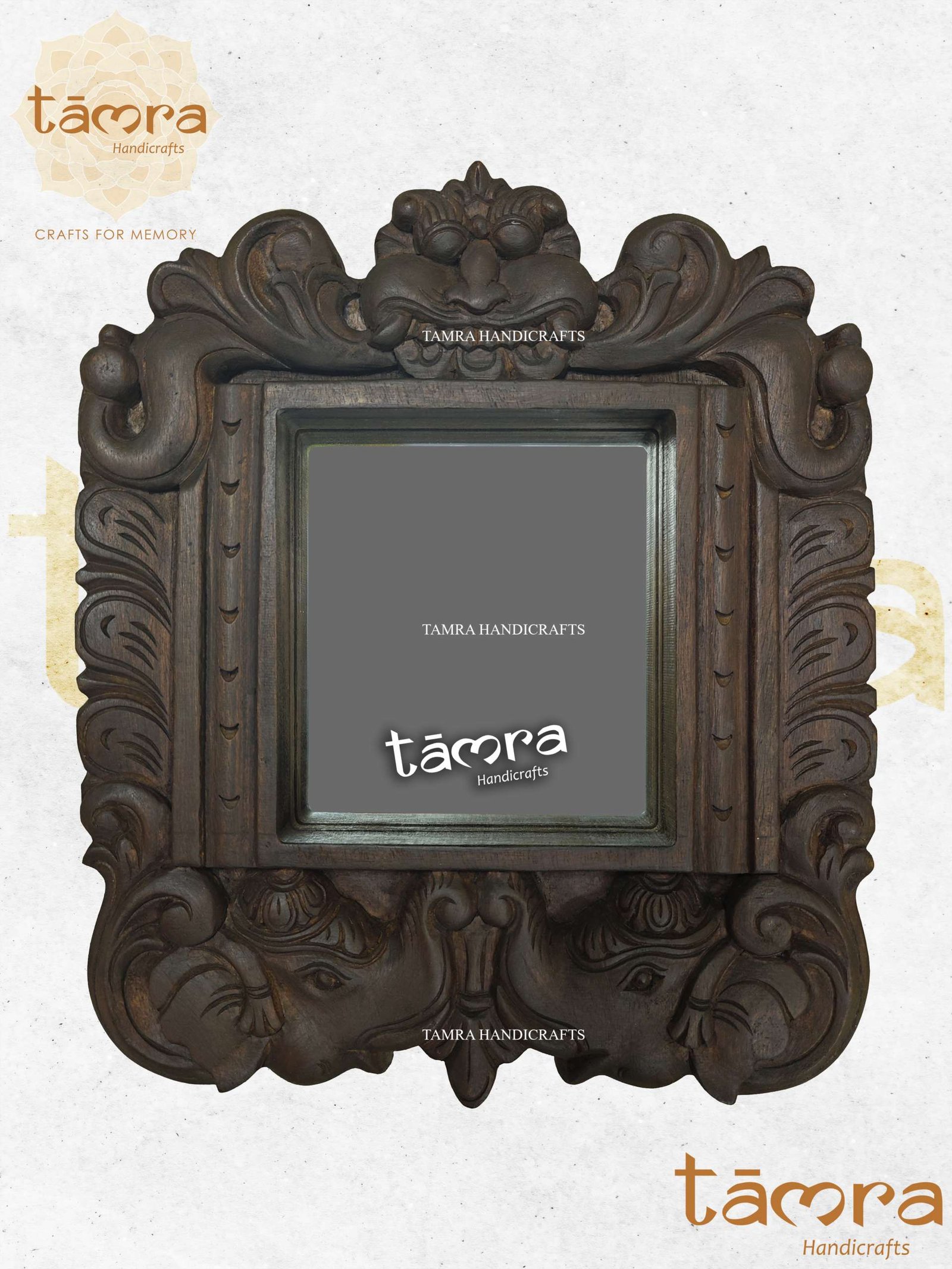 Wooden Elephant Wall Mirror
