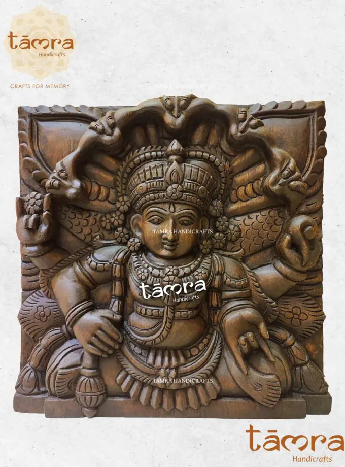 Wooden Vishnu Wall Panel